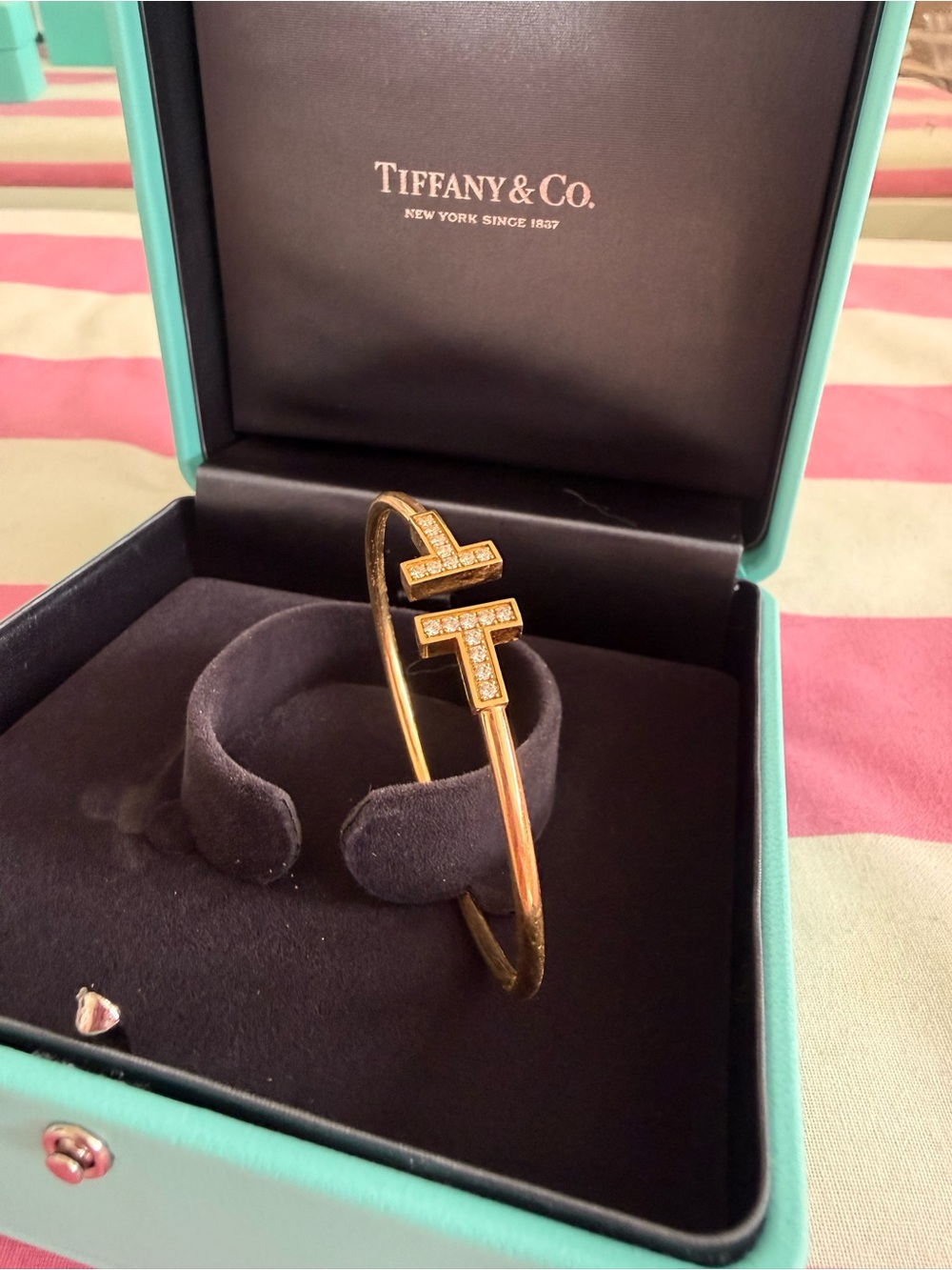 Tiffany & Co. Gold T Diamond-Accented Open Bangle